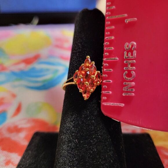 Red Sapphire Scarlet Flame 18k YG/Sterling Silver Ring - Picture 10 of 11